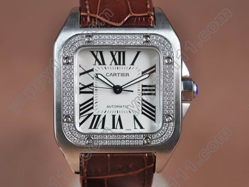 カルティエCartier Santos 100 Men SS/LE/Diam Wht Asian Eta 2892-2自動巻き