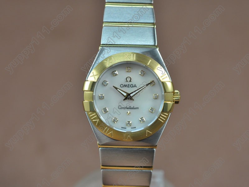 オメガOmega Constellation 28mm TT Pearl white dial Swiss ronda クオーツ