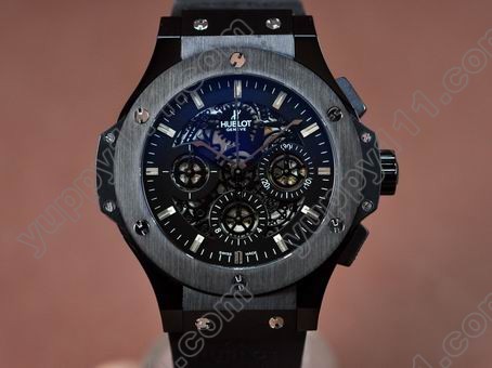 ウブロHublot Aero Bang Cer/RU Titanium Bez Blk Skeleton A-7750自動巻き