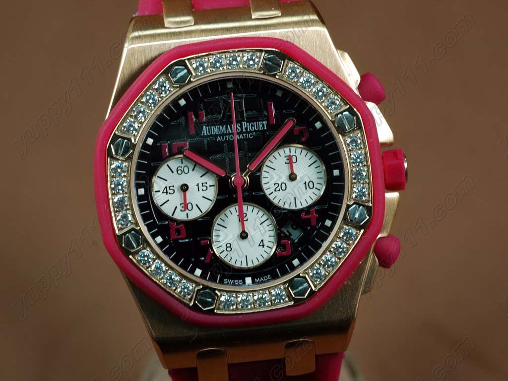 オーデマ・ピゲAudemars Piguet Watches Royal Oak Chrono RG/RU Diamond Bez Pink7750自動巻き