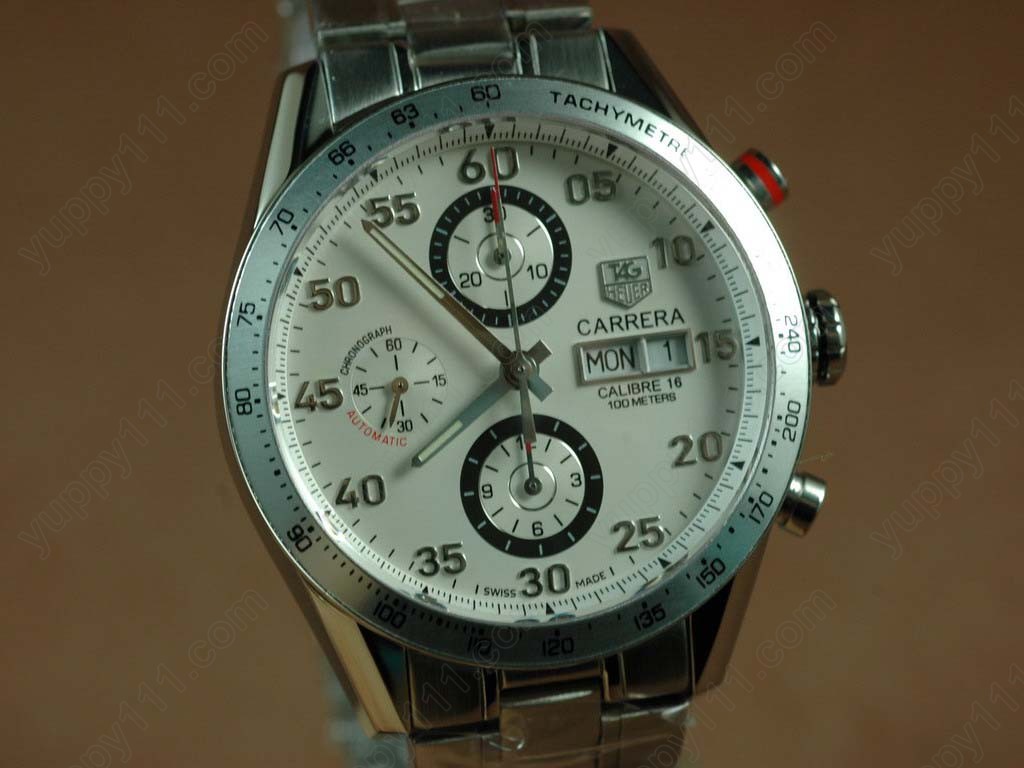 タグホイヤーTag Heuer Carrera 2008 Automatic Chrono SS White A-7750自動巻き