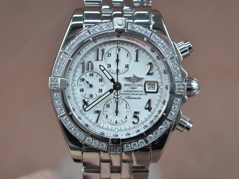 ブライトリングBreitling Chronomat Evolution SS White/Diam Asia 7750 28800bph自動巻き