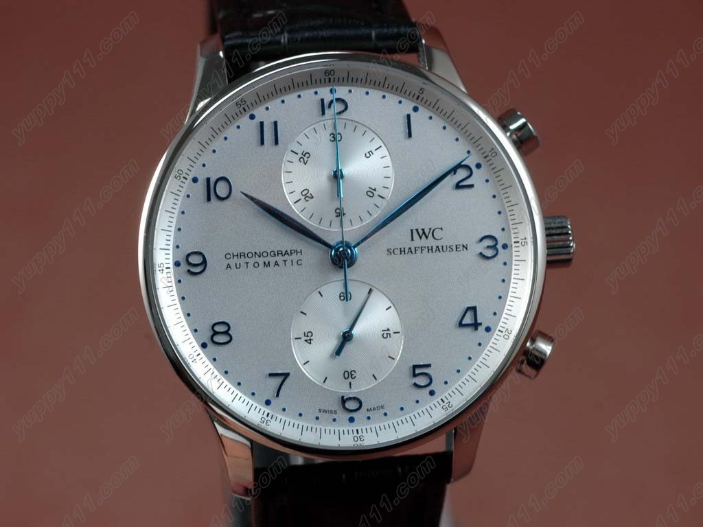 IWC Portuguese Chrono SS/LE Wht/Blue A-7750自動巻き