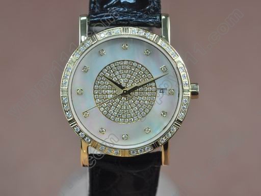 ピアジェPiaget Genuine 18K YG Plated, Inlaid Real Diamond with Black Leatherクオーツ