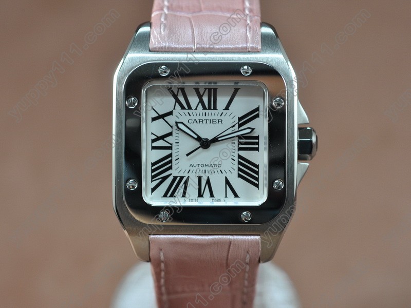 カルティエCartier Santos SS/Le/White Swiss Eta 2671-2 Auto自動巻き