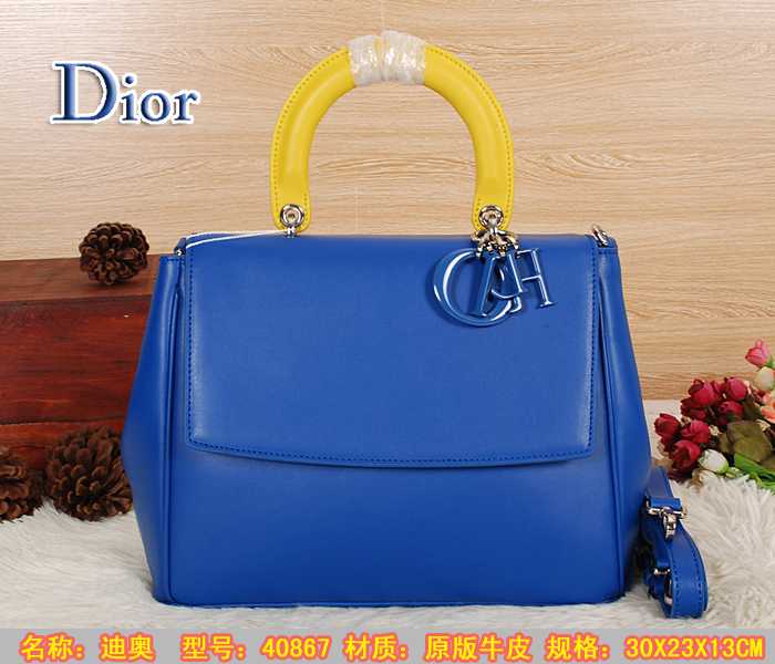 ディオールコピー バッグ 2014最新作 CHRISTIAN DIOR original leather 大人気! レディース ハンドバッグ 2way 大容量 ショルダーバッグ サファイア 40867-4