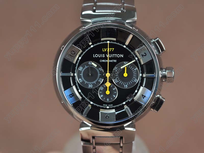 ルイヴィトンLouis Vuitton Tambour 227 Chrono SS/SS Black dial A-7750 Auto自動巻き