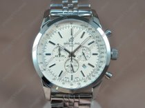 ブライトリングBreitling Transocean Chrono SS/SS White dial Jap-OS20 クォーツストップウォッチ