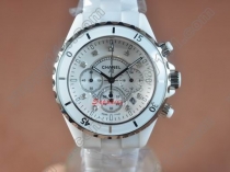 シャネルChanel J12 White Chronograph, Full Ceramic Workingクオーツストップウォッチ