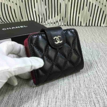 シャネルコピー財布 カードケース 名刺入れ chanel ラムスキン ブラック シルバー金具 31505-1