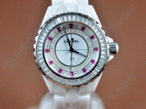 シャネルChanel J12 Joaillerie Ladies White/Red/Clear Jap Quartzクオーツ