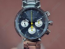 ルイヴィトンLouis Vuitton Tambour Chronograph SS Black Asia 7750自動巻き