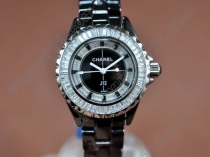 シャネルChanel J12 Joaillerie Ladies Black/Black/Clear Jap Quartzクオーツ