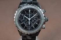 シャネルChanel J12 Auto Chrono Black Full Ceramic Asian 7750自動巻き