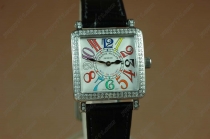 フランクミュラー Franck Muller Watches Conquistador Crazy Hours Color Dreams Automatic Diamond Bezel White Dial