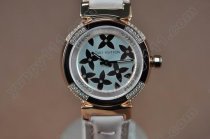 ルイヴィトンLouis Vuitton Tambour Ladies Diamonds RG White Dialクオーツ