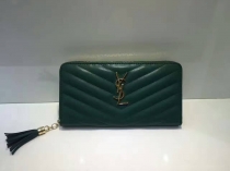 サンローランコピー 財布 2017美品 Yves Saint Laurent レディース ラウンドファスナー フリンジ 革長財布 358095-4