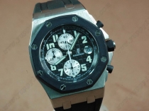 オーデマ・ピゲAudemars Piguet Royal Oak Chronograph SS/RU Black A-7750 Sec@12自動巻き