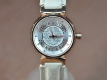 ルイヴィトンLouis Vuitton Tambour Ladies Diamonds RG/LE White Dialクオーツ