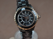 シャネルChanel J12 TT Black Ceramic Num Markers Ladies Japanese Quartクオーツ