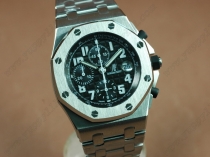 オーデマ・ピゲAudemars Piguet Royal Oak Chronograph SS/SS Black A-7750 Sec@12自動巻き