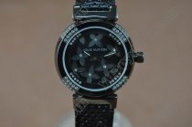 ルイヴィトンLouis Vuitton Tambour Ladies Diamonds Black PVD/Black Dialクオーツ