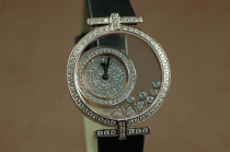 ショパール Chopard Watches Happy Diamonds Ladies RG Case Black Strap Swiss Quartz