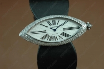 カルティエCartier Jewellery Ladies SS/Black Satin Diamonds Baignoire Eyeクオーツ