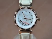 ルイヴィトンLouis Vuitton Tambour Ladies Diamonds RG/LE White Dialクオーツ