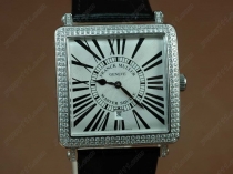 フランクミュラー Franck Muller Watches Conquistador Bezel Diamond SS Case Black Dial with Black Strap Swiss ETA Movement