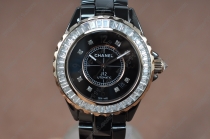 シャネルChanel J12 Joaillerie Ladies Black/Black/Clear Asian 2813自動巻き