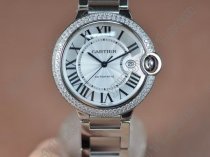 カルティエCartier Ballon Bleu de Cartier Men SS/Diam White Swiss Eta 2824自動巻き