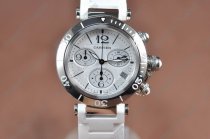 カルティエCartier asha Swiss Quartz Chrono SS/RU White Dialクオーツストップウォッチ