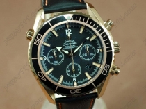 オメガOmega Planet Ocean 45.5mm Chrono RG/ST Black Bezel A-7750自動巻き