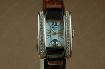 ショパール Chopard Watches RG Case Diamond White Dial Brown Strap 腕時計Swiss Quartz