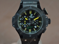 ウブロHublot Big Bang 44mm PVD/RU Black Japanese 0S20 Quartz Chronoクオーツストップウォッチ