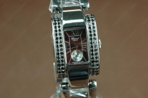 ショパールChopard Las Las Strada Ladies SS/2 Blk-Diam Brown Swiss Qtz脕時計 c/w Box