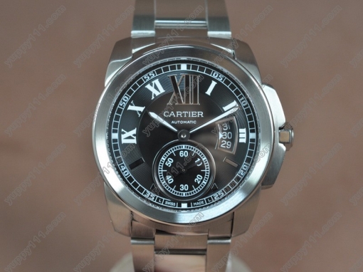 カルティエCartier Calibre de Cartier SS/SS Black Dial on SS Bracelet A-2824自動巻き