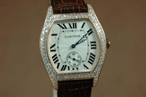 カルティエCartier Jewellery Ladies RG Case Diamond White Dial Brown Strapクオーツ