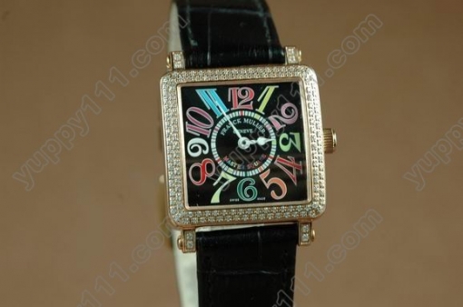 フランクミュラー Franck Muller Watches Conquistador Crazy Hours Color Dreams Automatic Diamond Bezel RG Case Black Dial