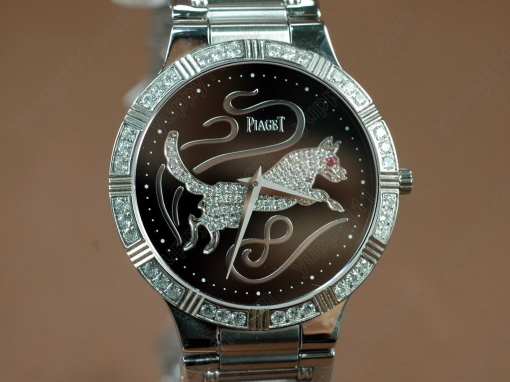 ピアジェPiaget Sculpture Totem SS Case Diamond Black Dial Swiss Quartz Movementクオーツ