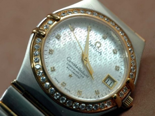 オメガOmega 18K Wrapped TT Men Diam Bezel Insignia Diamond自動巻き