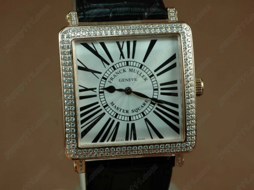 フランクミュラー Franck Muller Watches Conquistador Bezel Diamond RG Case Black Dial with Black Strap Swiss ETA Movement