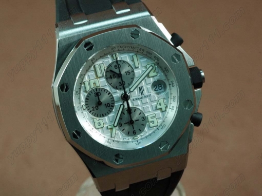 オーデマ・ピゲAudemars Piguet Royal Oak Chronograph SS/SS White A-7750 Sec@12自動巻き