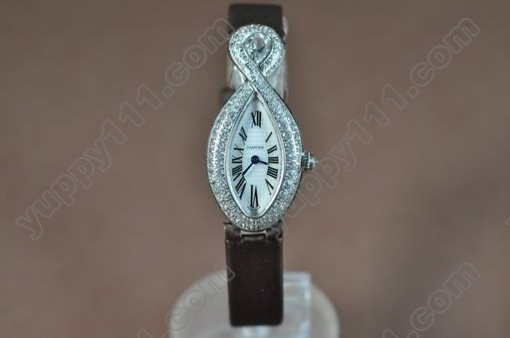 カルティエCartier Ladies WG Diamonds/Sapphire Baignoireクオーツ