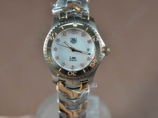 タグホイヤーTag Heuer Link Sports Ladies TT/RG MOP Wht Diam S-Qtzクオーツ腕時計