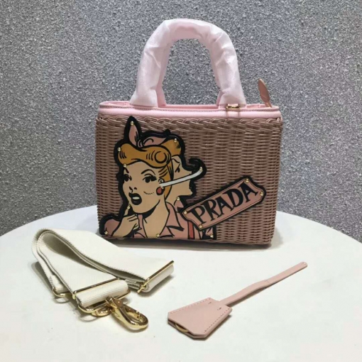 プラダコピー バッグ PRADA 2024新作 ウィッカーバッグ 1BG835