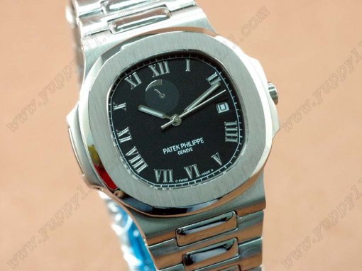 パテックフィリップPatek PhilippeSwiss Nautilis Jumbo Power Reserve SS Black/Roman Swiss Eta 2824-2自動卷き