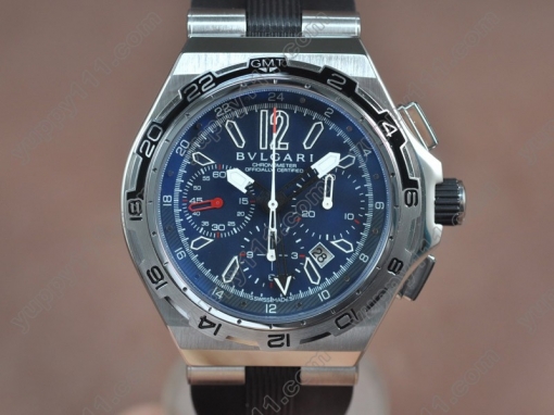 ブルガリBvlgari Diagono X-PRO Chrono GMT SS/RU Blue Asian 7750 Movt自動巻き