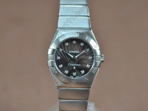 オメガOmega Constellation 28mm SS Black dial Swiss ronda クオーツ